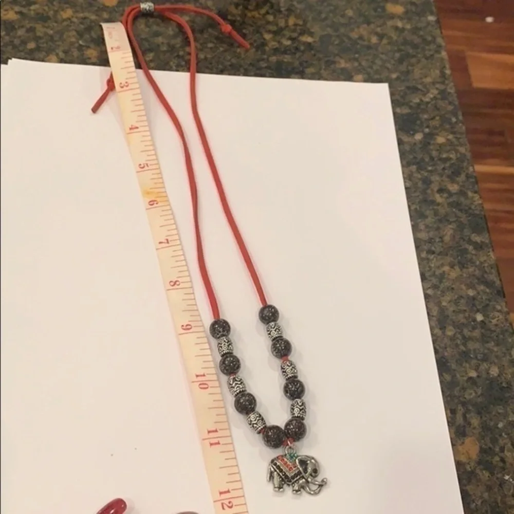 Elephant charm pendant colorful crystals leather - Picture 6 of 9